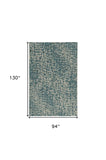 8' X 11' Teal Blue Abstract Indoor Outdoor Area Rug - Homeroots