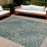 8' X 11' Teal Blue Abstract Indoor Outdoor Area Rug - Homeroots