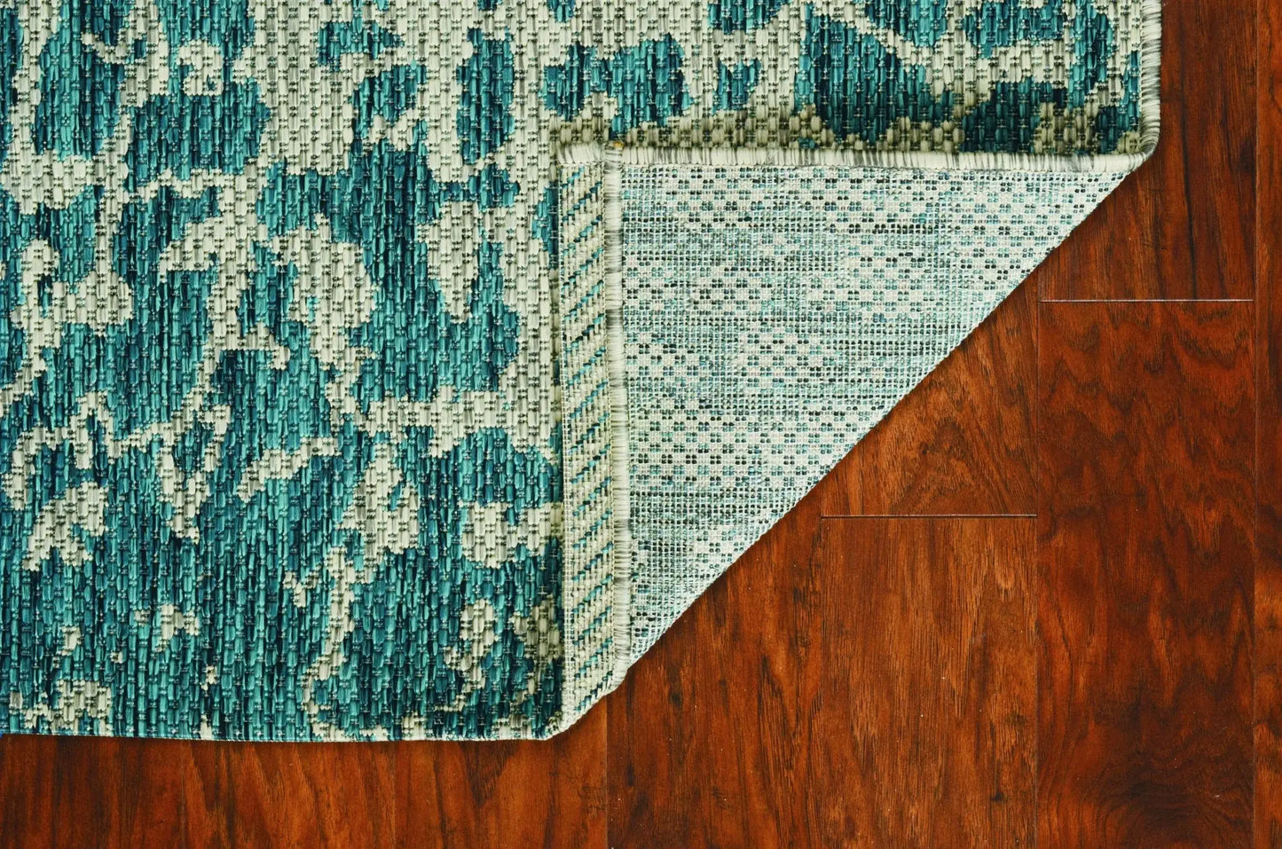 8' Round Teal Blue Abstract Indoor Outdoor Area Rug - Homeroots - Flyclothing LLC