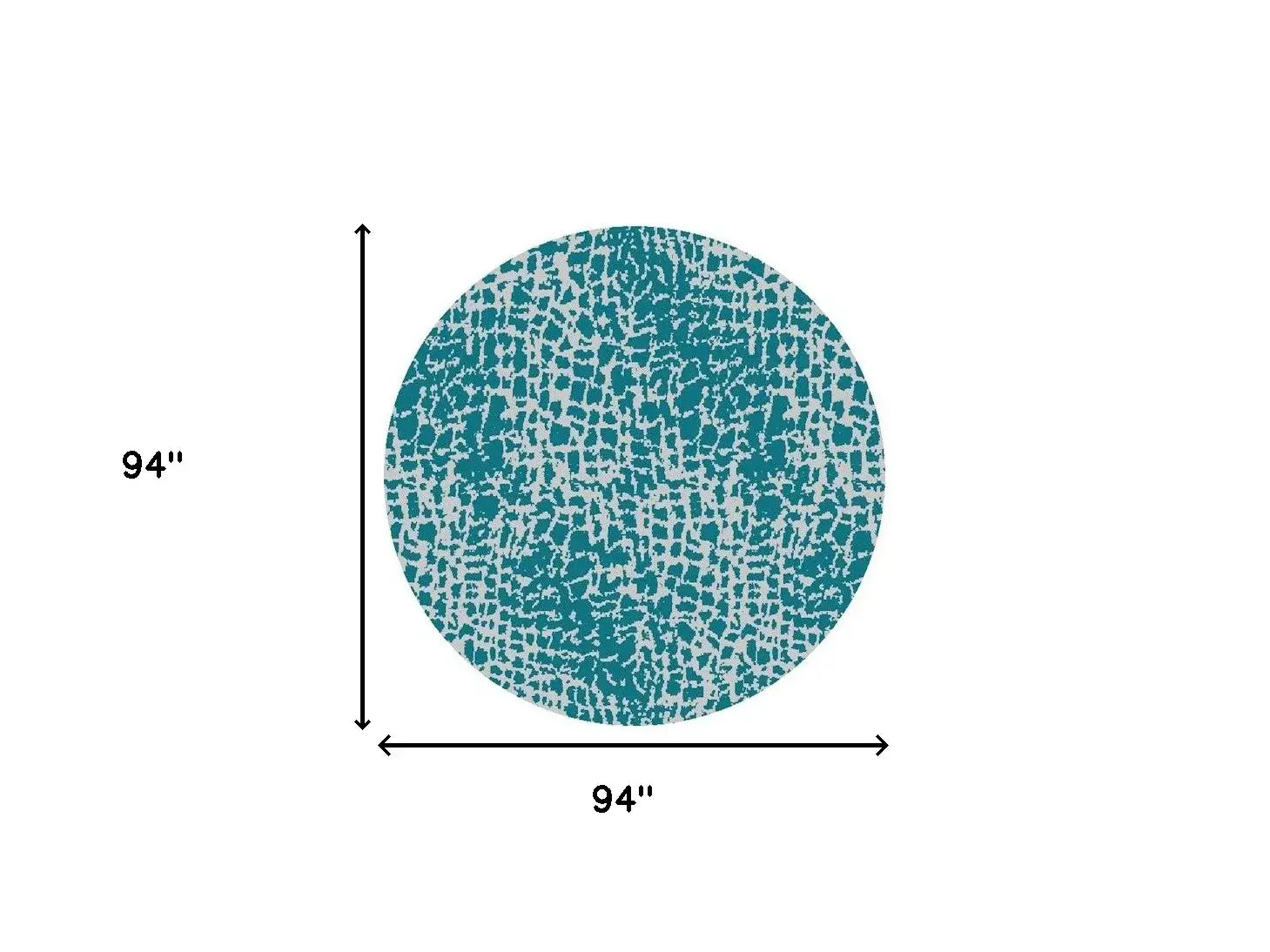 8' Round Teal Blue Abstract Indoor Outdoor Area Rug - Homeroots - Flyclothing LLC