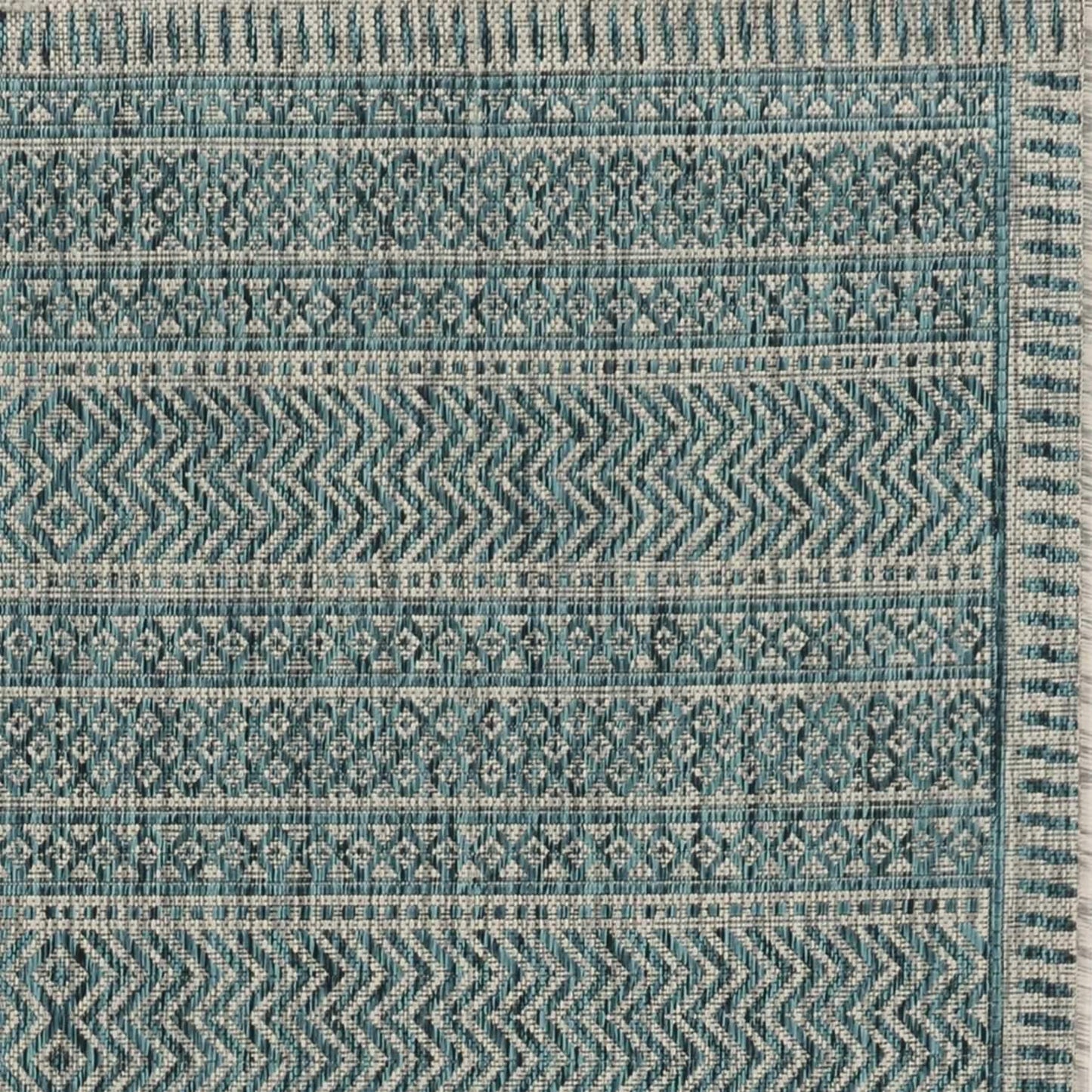 3' X 5' Teal Blue Geometric Indoor Outdoor Area Rug - Homeroots - Flyclothing LLC