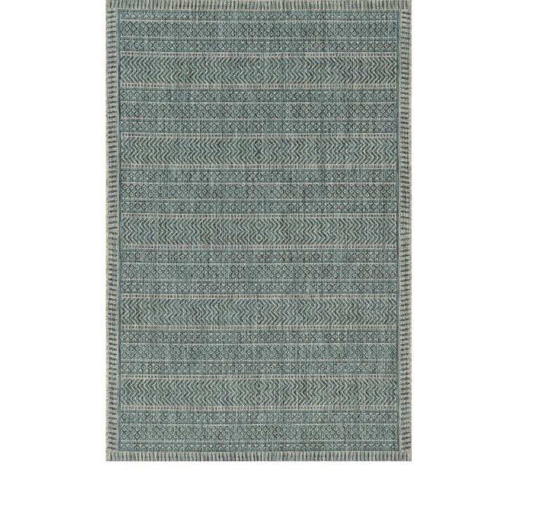 3' X 5' Teal Blue Geometric Indoor Outdoor Area Rug - Homeroots - Flyclothing LLC
