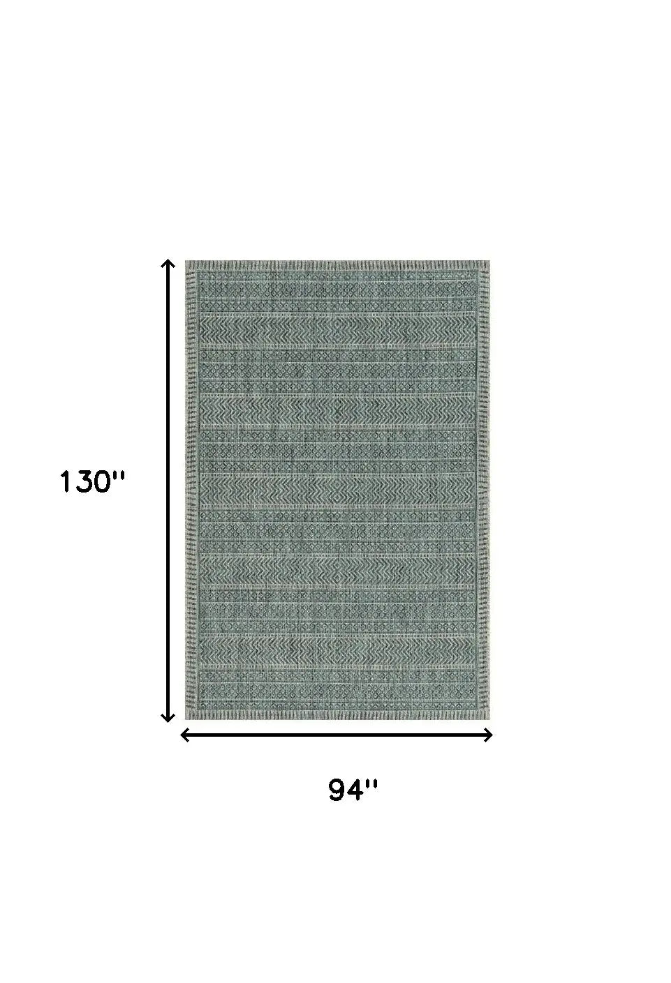 8' X 11' Teal Geometric Patterns Indoor Area Rug - Homeroots - Flyclothing LLC
