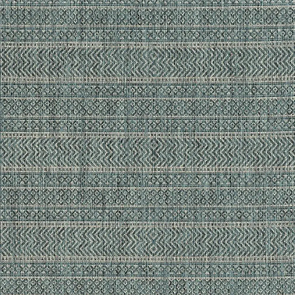 8' X 11' Teal Geometric Patterns Indoor Area Rug - Homeroots - Flyclothing LLC
