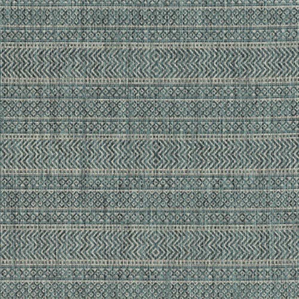 8' X 11' Teal Geometric Patterns Indoor Area Rug - Homeroots - Flyclothing LLC