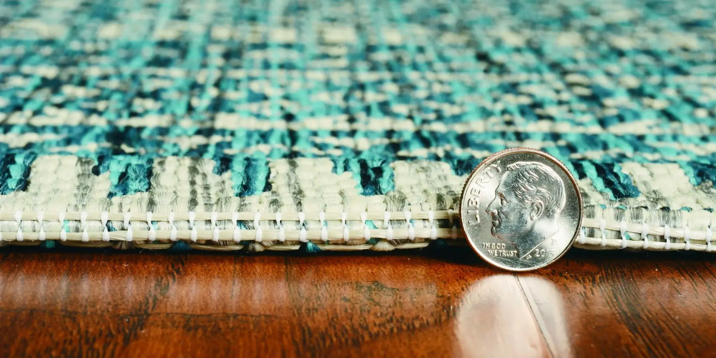 8' X 11' Teal Geometric Patterns Indoor Area Rug - Homeroots - Flyclothing LLC