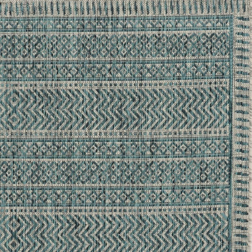 8' X 11' Teal Geometric Patterns Indoor Area Rug - Homeroots - Flyclothing LLC