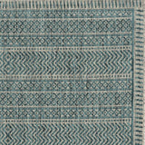 8' Round Teal Geometric Pattern Indoor Outdoor Area Rug - Homeroots