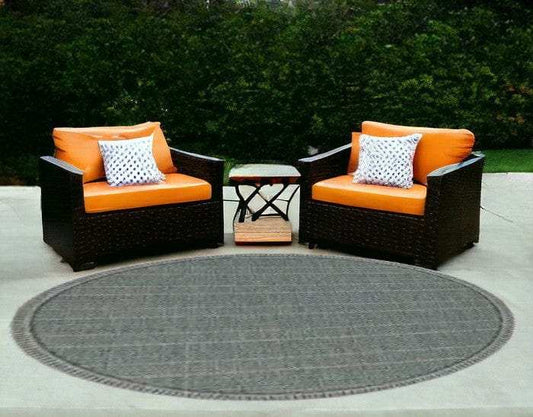 8' Round Teal Geometric Pattern Indoor Outdoor Area Rug - Homeroots - Flyclothing LLC