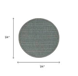 8' Round Teal Geometric Pattern Indoor Outdoor Area Rug - Homeroots
