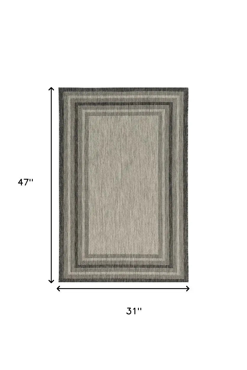 3' X 4' Gray Striped Indoor Outdoor Area Rug - Homeroots - Flyclothing LLC