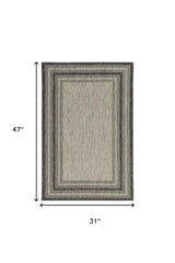 3' X 4' Gray Striped Indoor Outdoor Area Rug - Homeroots - Flyclothing LLC