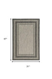 3' X 4' Gray Striped Indoor Outdoor Area Rug - Homeroots