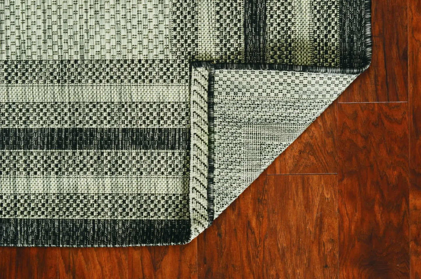 8' X 11' Gray Striped Indoor Outdoor Area Rug - Homeroots - Flyclothing LLC