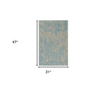 3' X 4' Teal Abstract Area Rug - Homeroots