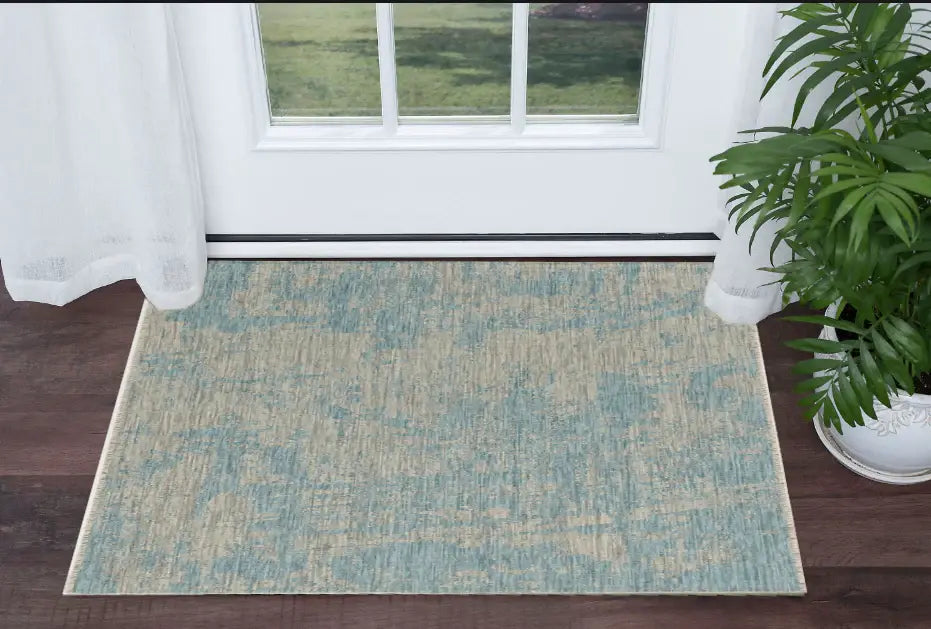 3' X 4' Teal Abstract Area Rug - Homeroots - Flyclothing LLC