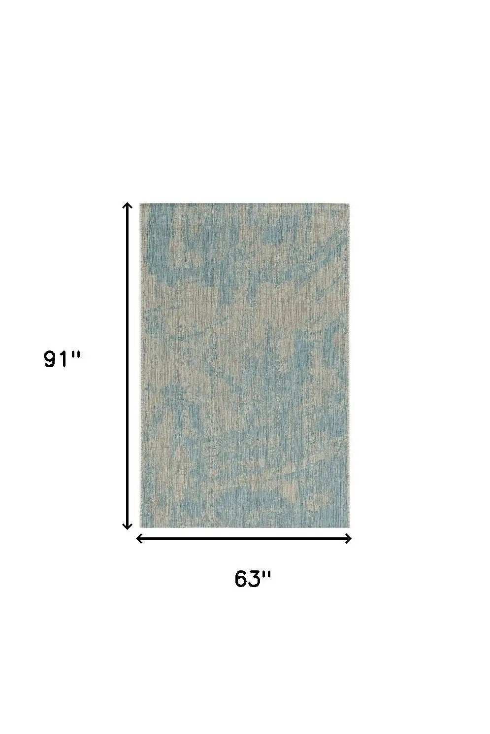 5' X 8' Teal Blue Abstract Indoor Outdoor Area Rug - Homeroots - Flyclothing LLC