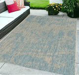 5' X 8' Teal Blue Abstract Indoor Outdoor Area Rug - Homeroots