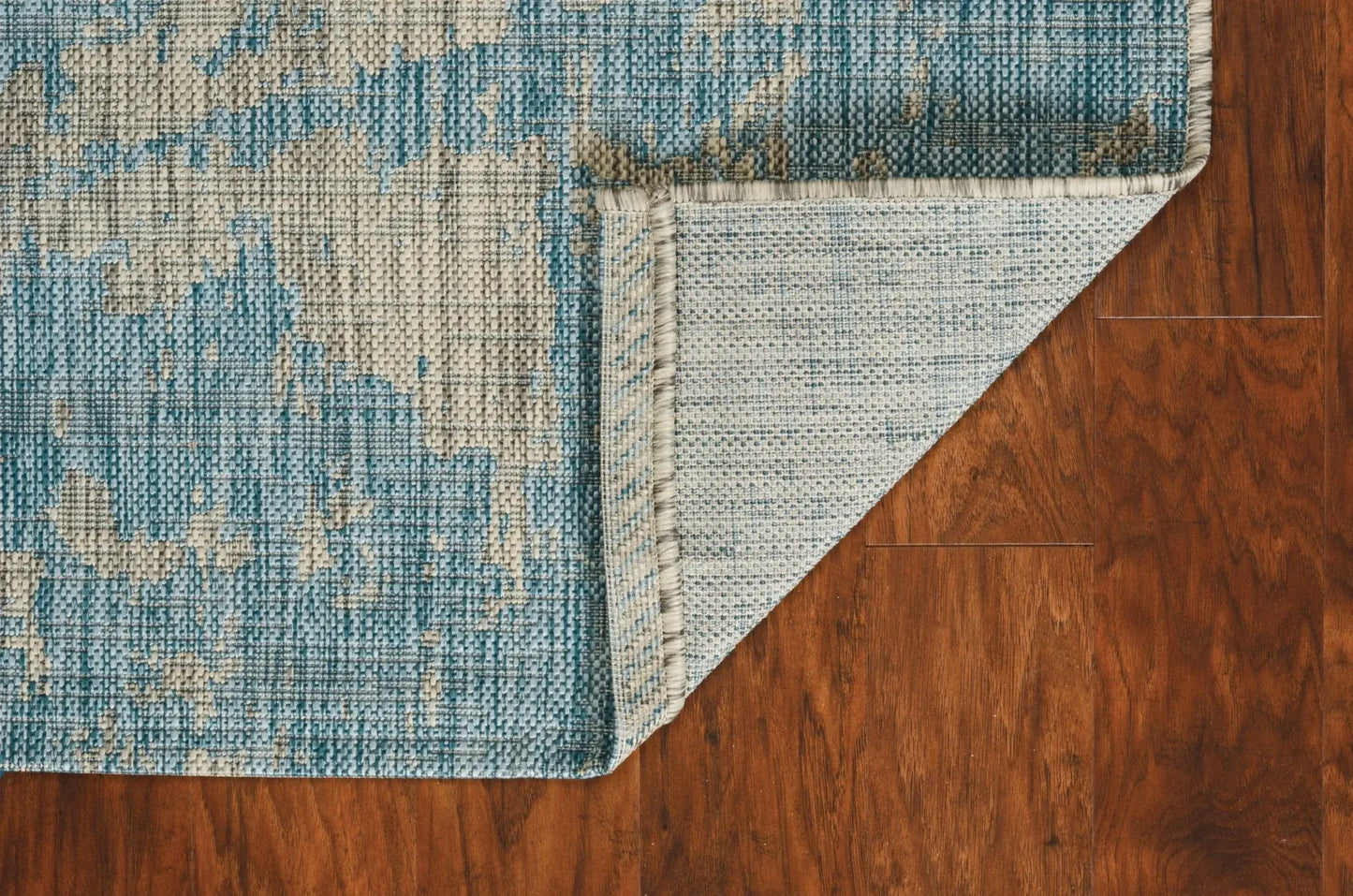 8' X 11' Teal Machine Woven Abstract Strokes Indoor Outdoor Area Rug - Homeroots - Flyclothing LLC