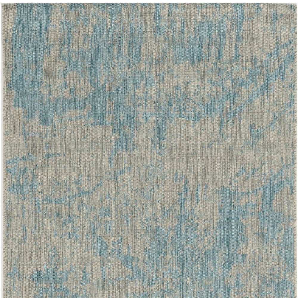 8' X 11' Teal Machine Woven Abstract Strokes Indoor Outdoor Area Rug - Homeroots - Flyclothing LLC
