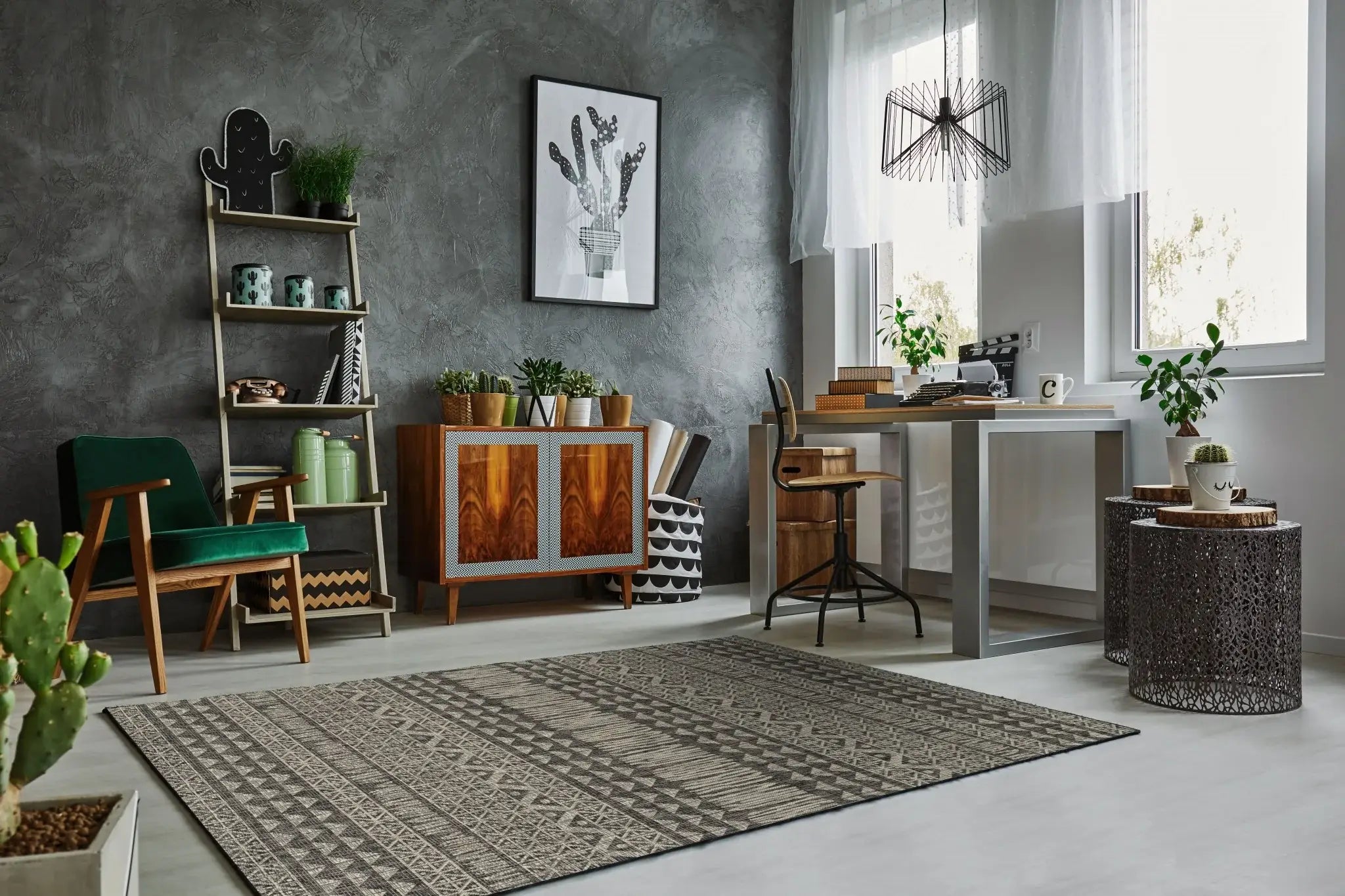 3' X 4' Charcoal Southwestern Indoor Outdoor Area Rug - Homeroots - Flyclothing LLC