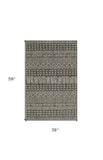 3' X 5' Charcoal Tribal Area Rug - Homeroots