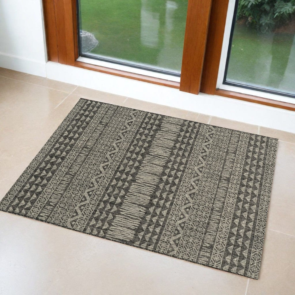 3' X 5' Charcoal Tribal Area Rug - Homeroots