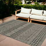 8' X 11' Charcoal Southwestern Indoor Outdoor Area Rug - Homeroots
