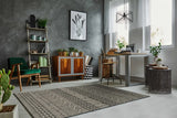 8' Round Charcoal Southwestern Indoor Outdoor Area Rug - Homeroots - Flyclothing LLC
