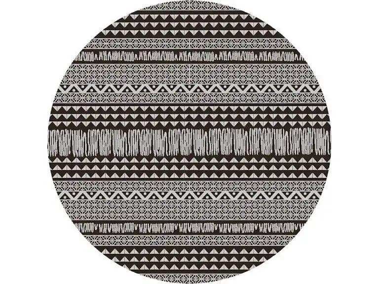 8' Round Charcoal Southwestern Indoor Outdoor Area Rug - Homeroots - Flyclothing LLC
