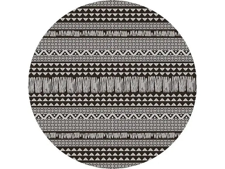 8' Round Charcoal Southwestern Indoor Outdoor Area Rug - Homeroots - Flyclothing LLC