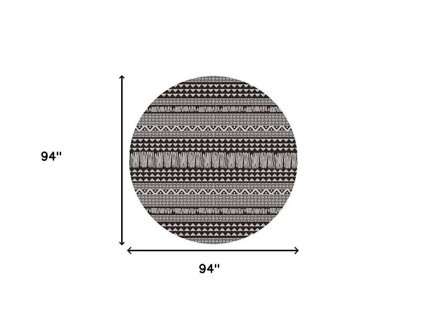 8' Round Charcoal Southwestern Indoor Outdoor Area Rug - Homeroots - Flyclothing LLC