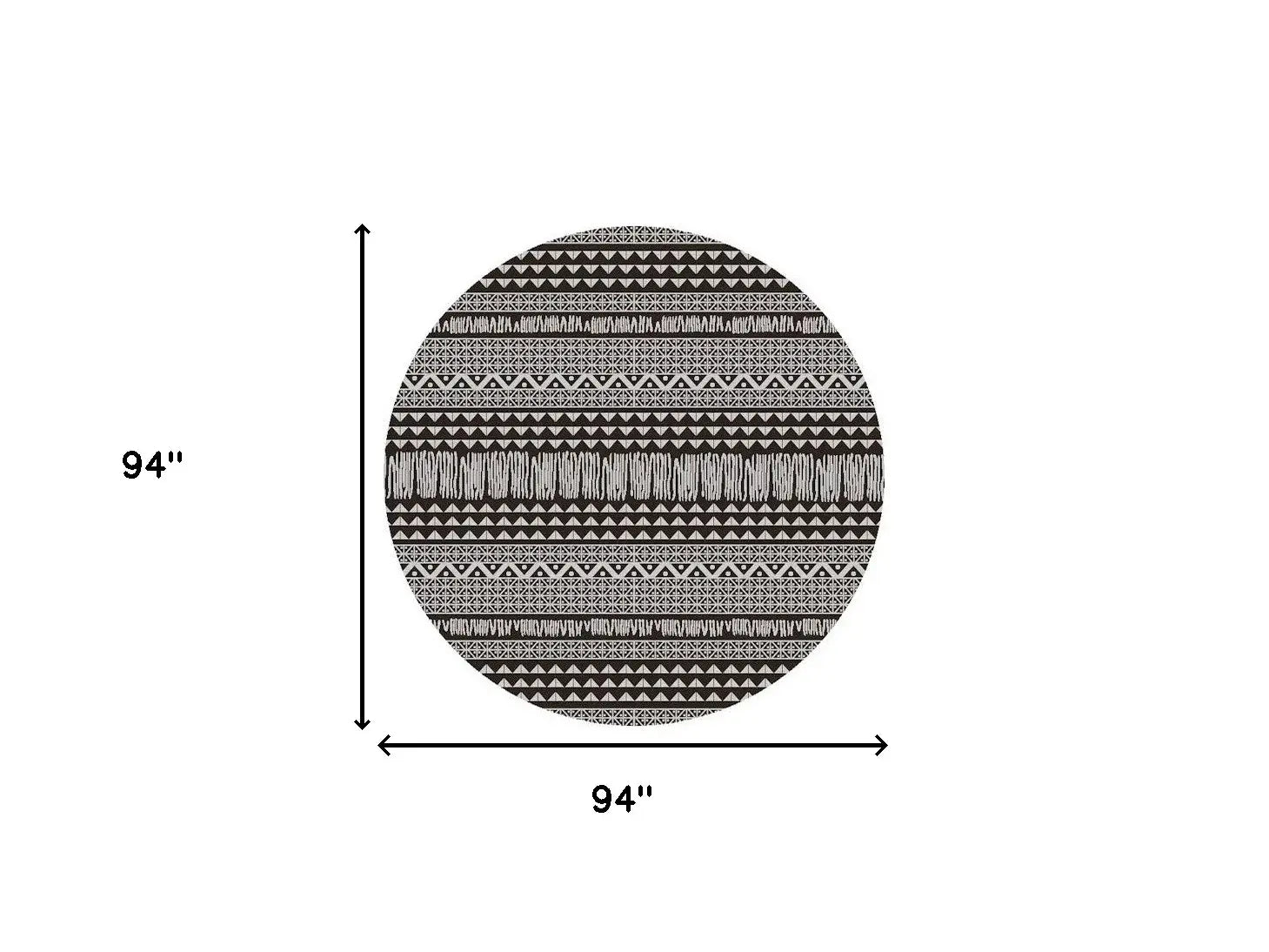 8' Round Charcoal Southwestern Indoor Outdoor Area Rug - Homeroots - Flyclothing LLC