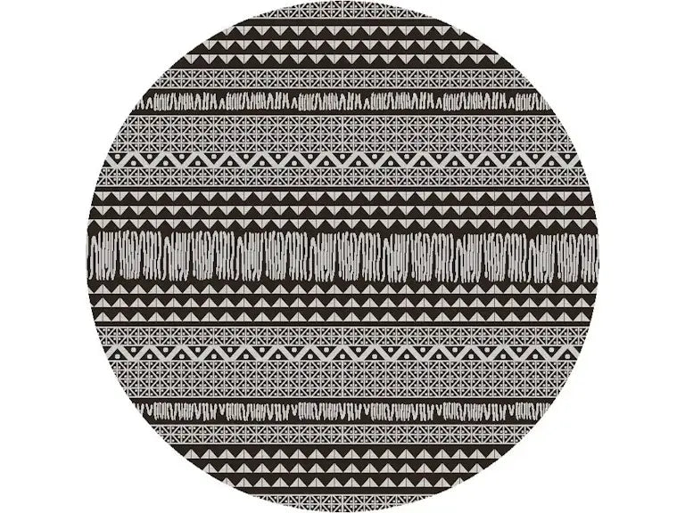 8' Round Charcoal Southwestern Indoor Outdoor Area Rug - Homeroots - Flyclothing LLC