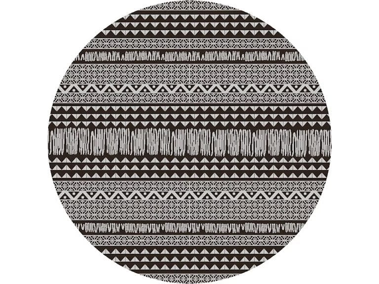 8' Round Charcoal Southwestern Indoor Outdoor Area Rug - Homeroots