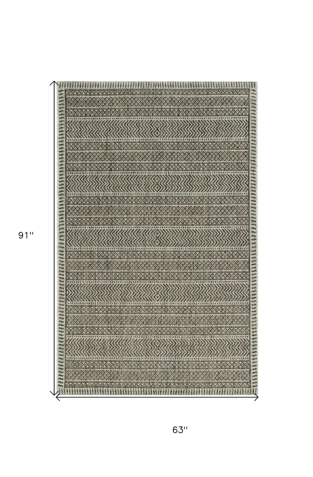 5' X 8' Brown Southwestern Indoor Outdoor Area Rug - Homeroots - Flyclothing LLC