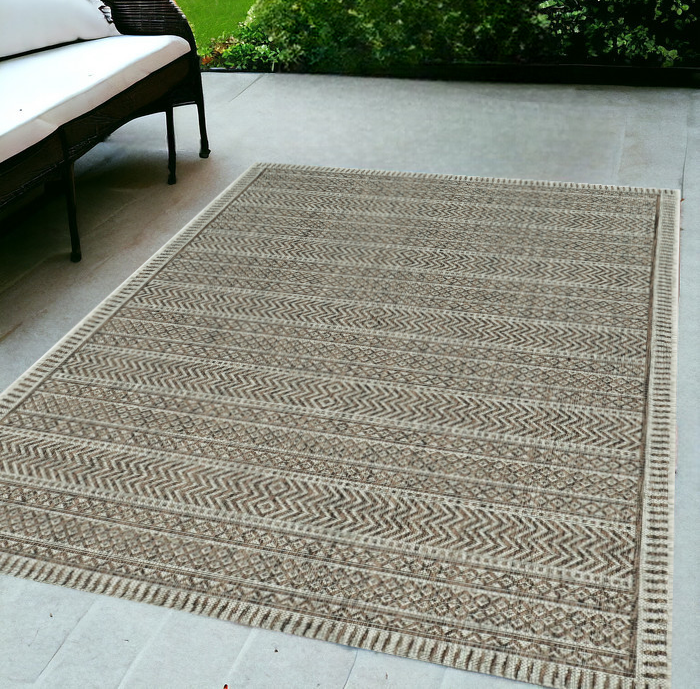 5' X 8' Brown Southwestern Indoor Outdoor Area Rug - Homeroots