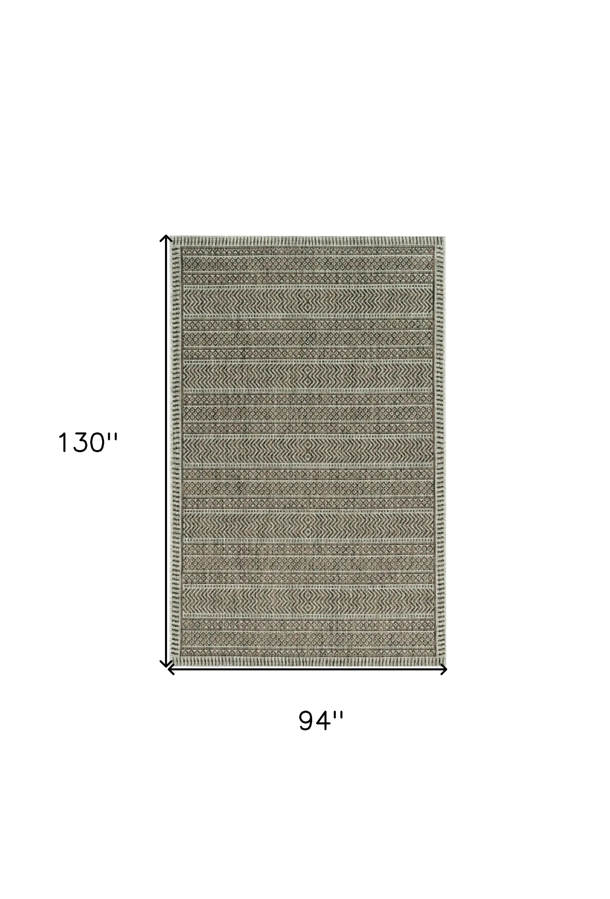 8' X 11' Mocha Geometric Patterns Indoor Area Rug - Homeroots - Flyclothing LLC