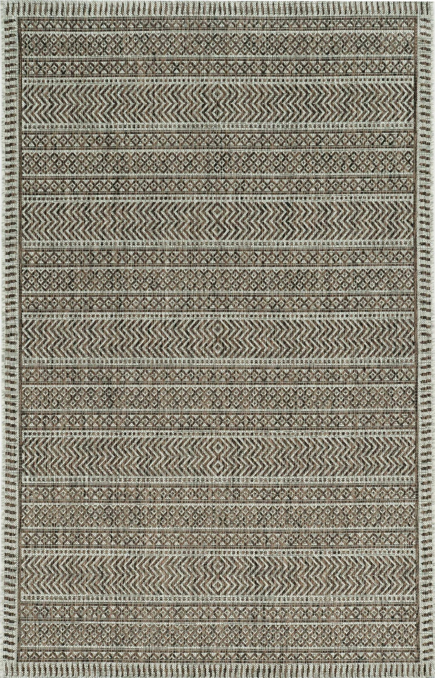 8' X 11' Mocha Geometric Patterns Indoor Area Rug - Homeroots - Flyclothing LLC