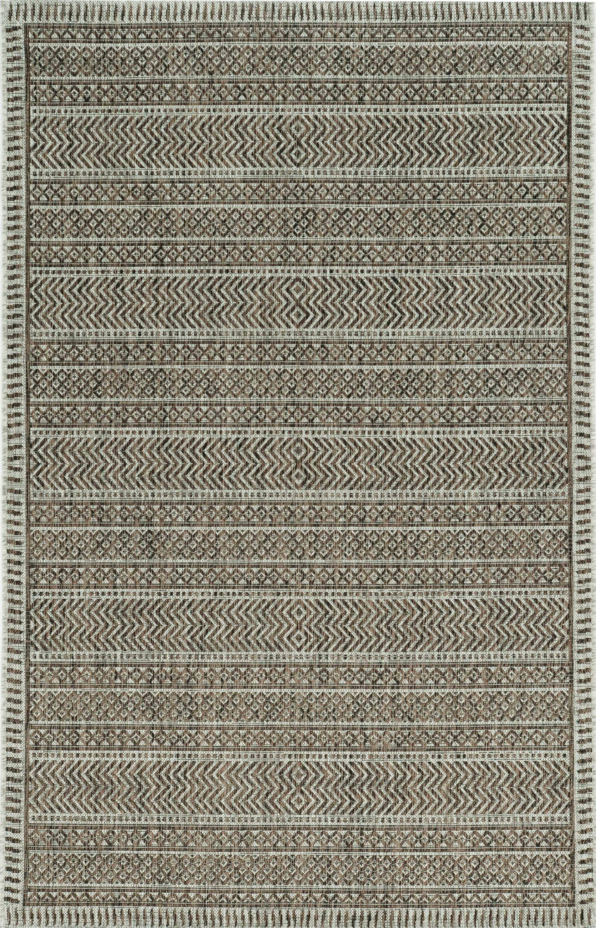 8' X 11' Mocha Geometric Patterns Indoor Area Rug - Homeroots - Flyclothing LLC