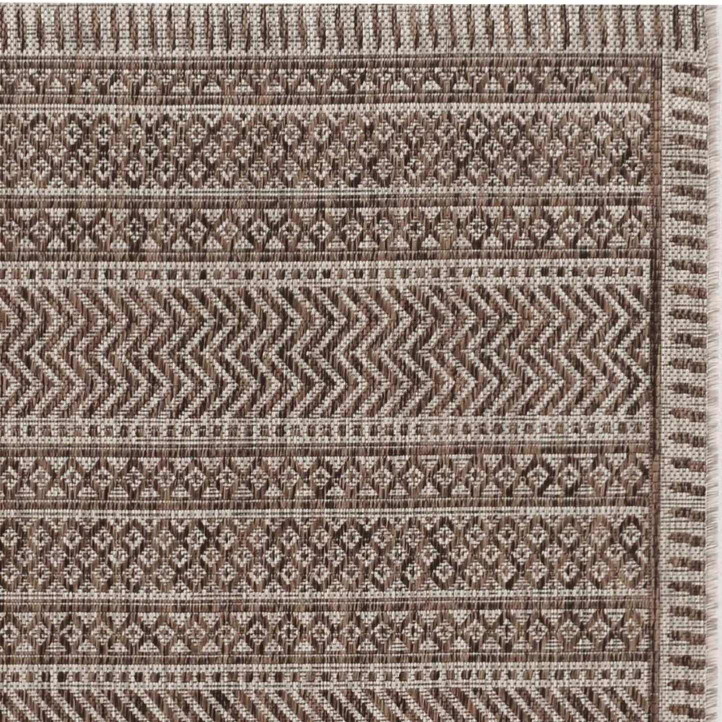 8' X 11' Mocha Geometric Patterns Indoor Area Rug - Homeroots - Flyclothing LLC