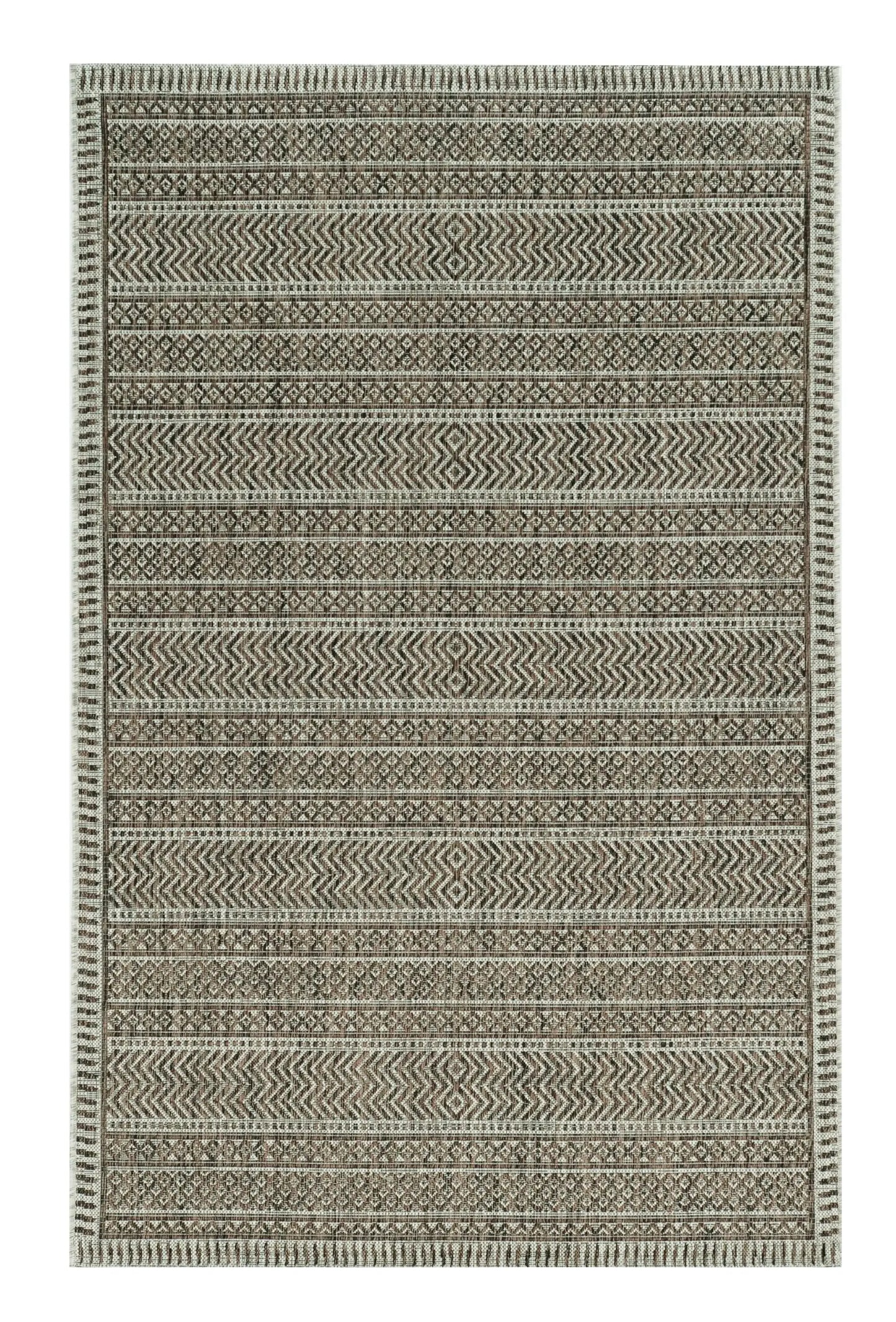 8' X 11' Mocha Geometric Patterns Indoor Area Rug - Homeroots - Flyclothing LLC