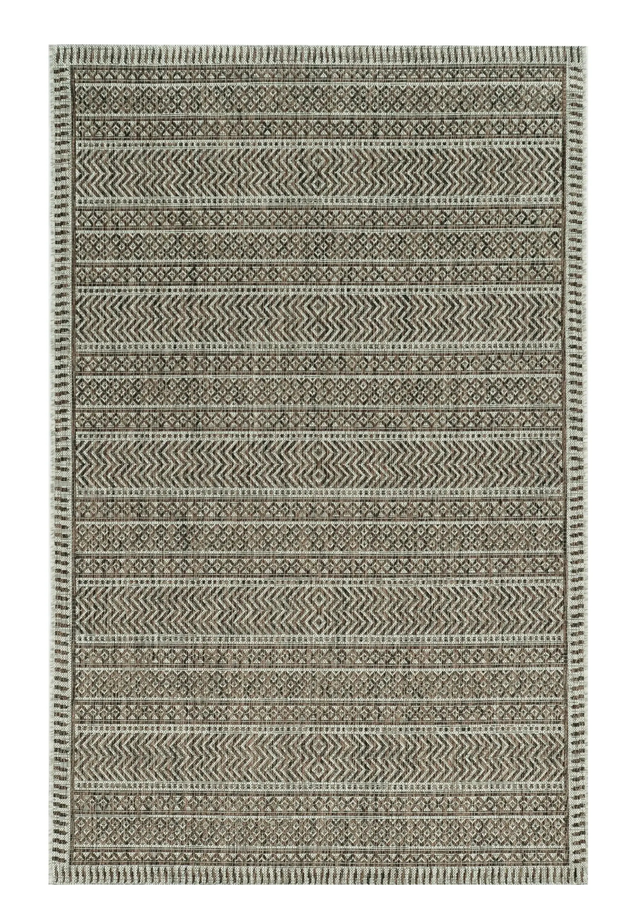 8' X 11' Mocha Geometric Patterns Indoor Area Rug - Homeroots - Flyclothing LLC