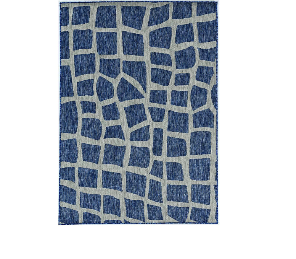 3' X 4' Blue and Gray Abstract Indoor Outdoor Area Rug - Homeroots - Flyclothing LLC