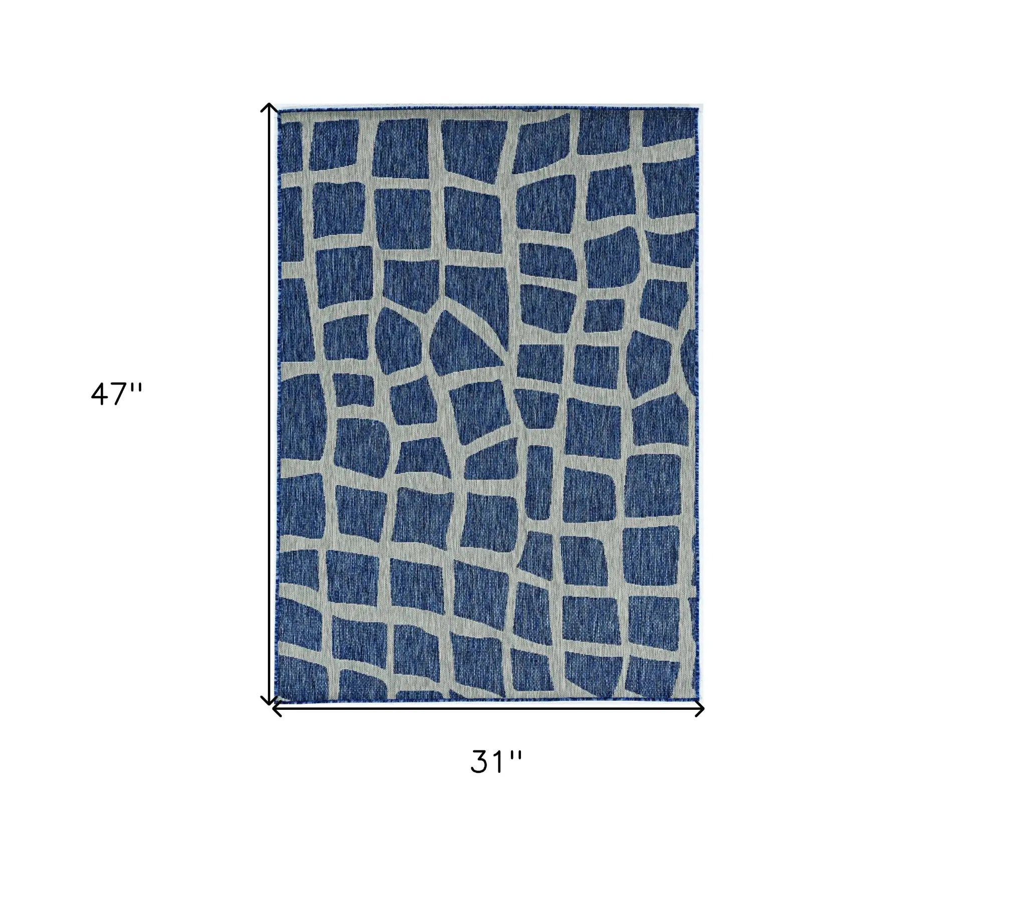 3' X 4' Blue and Gray Abstract Indoor Outdoor Area Rug - Homeroots - Flyclothing LLC
