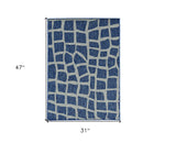 3' X 4' Blue and Gray Abstract Indoor Outdoor Area Rug - Homeroots