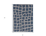 3' X 5' Blue and Gray Abstract Indoor Outdoor Area Rug - Homeroots