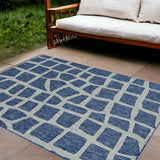 8' X 11' Blue and Gray Abstract Indoor Outdoor Area Rug - Homeroots