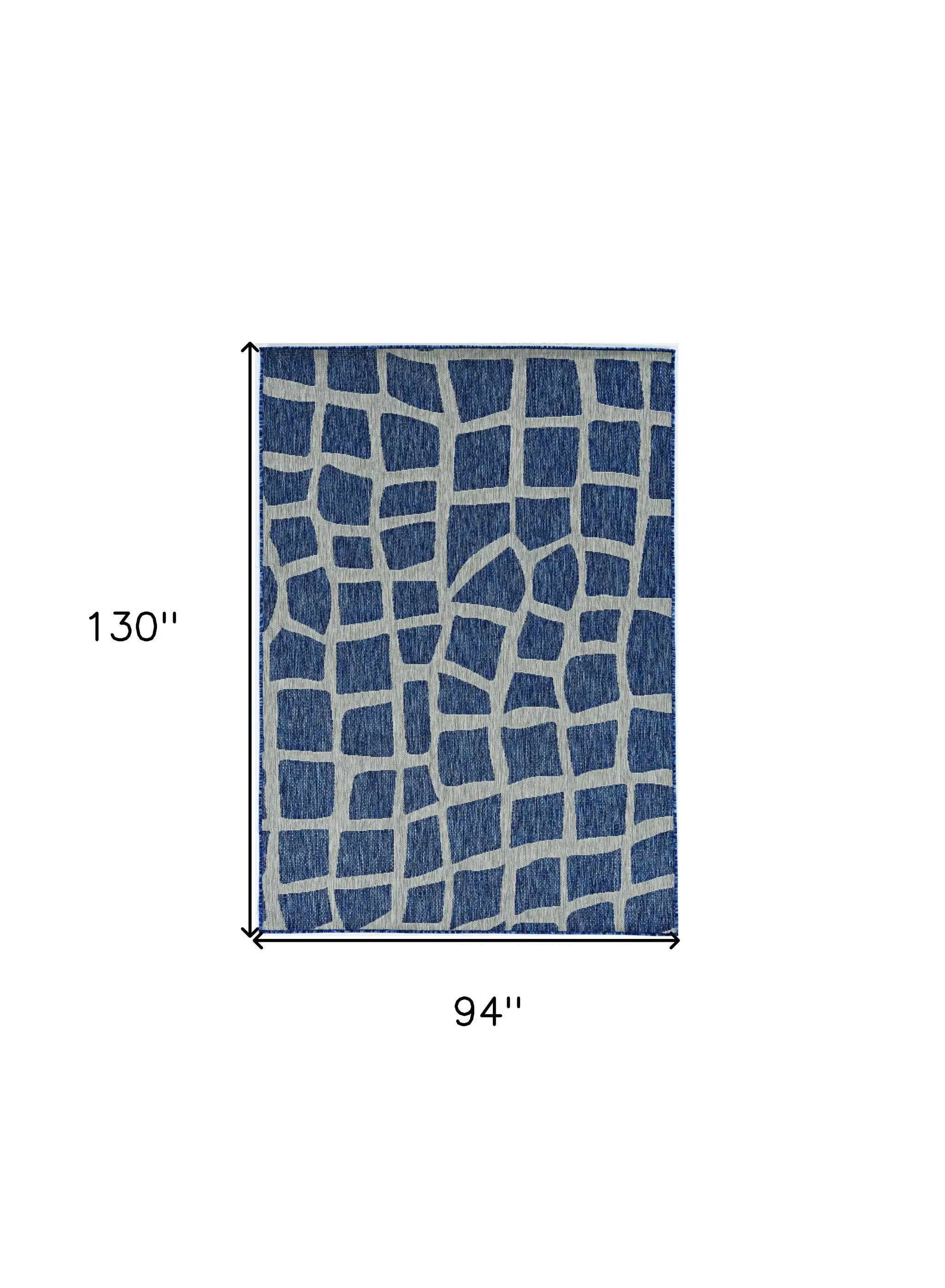 8' X 11' Blue and Gray Abstract Indoor Outdoor Area Rug - Homeroots - Flyclothing LLC