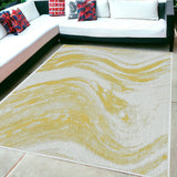 5' X 8' Gold and Ivory Abstract Indoor Outdoor Area Rug - Homeroots